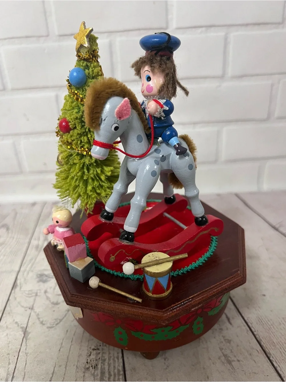 Vintage Kurt Adler A Victorian Christmas Music Box Rocking Horse Animated WORKS